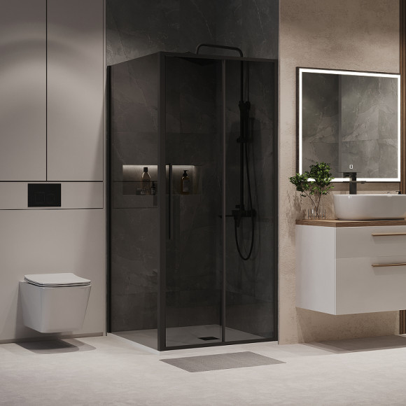 Душевой уголок Niagara Nova 90х80 NG-85-9TB-TB80-34 профиль Черный матовый стекло тонированное Душевой уголок Niagara Nova 90х80 NG-85-9TB-TB80-34 профиль Черный матовый стекло тонированное