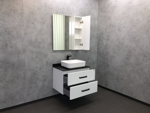 Зеркало со шкафом Comforty Амстердам 75 00004144209 Белый глянец Зеркало со шкафом Comforty Амстердам 75 00004144209 Белый глянец