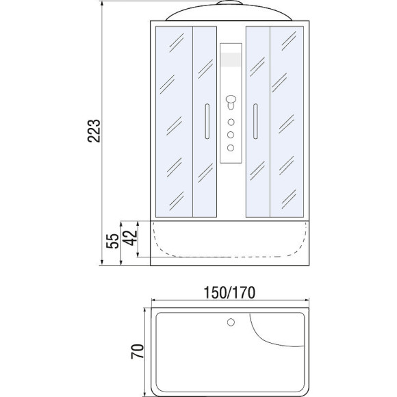 Душевой бокс River Sena 150x70 МТ 10000001803 с поддоном Душевой бокс River Sena 150x70 МТ 10000001803 с поддоном