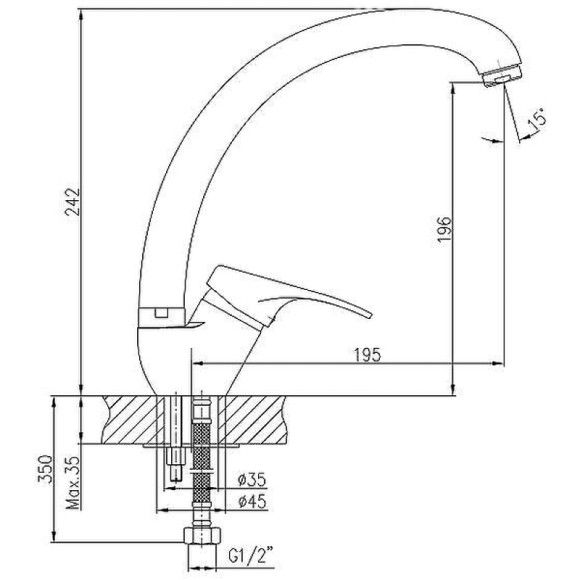 Смеситель для кухни Haiba HB4113-1 Хром матовый Смеситель для кухни Haiba HB4113-1 Хром матовый