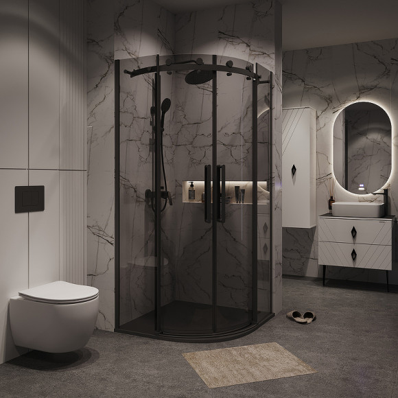 Душевой уголок Grossman Classic 100х100 301.K33.04.1010.21.10 профиль Черный матовый стекло тонированное