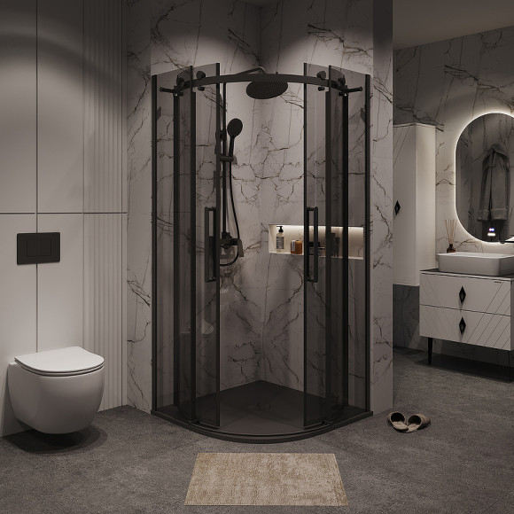 Душевой уголок Grossman Classic 100х100 301.K33.04.1010.21.10 профиль Черный матовый стекло тонированное