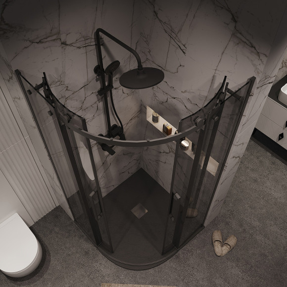 Душевой уголок Grossman Classic 100х100 301.K33.04.1010.21.10 профиль Черный матовый стекло тонированное