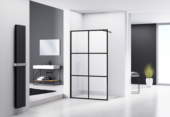 Душевая перегородка Abber AG62100B 100x200 профиль Черный стекло прозрачное Душевая перегородка Abber AG62100B 100x200 профиль Черный стекло прозрачное