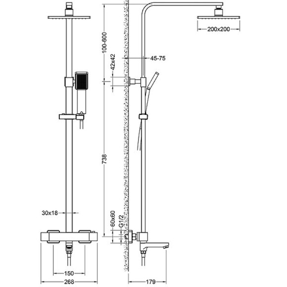 Душевая система Timo Tetra-thermo SX-0169/03 с термостатом Черная Душевая система Timo Tetra-thermo SX-0169/03 с термостатом Черная