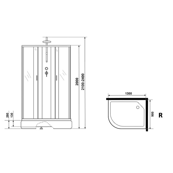 Душевая кабина Niagara Classic 130х90 R NG-33394-14RBKTG с гидромассажем Душевая кабина Niagara Classic 130х90 R NG-33394-14RBKTG с гидромассажем