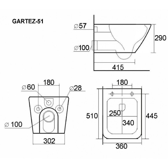 Унитаз Esbano Gartez-51 ESUPGART51W подвесной с сиденьем Микролифт