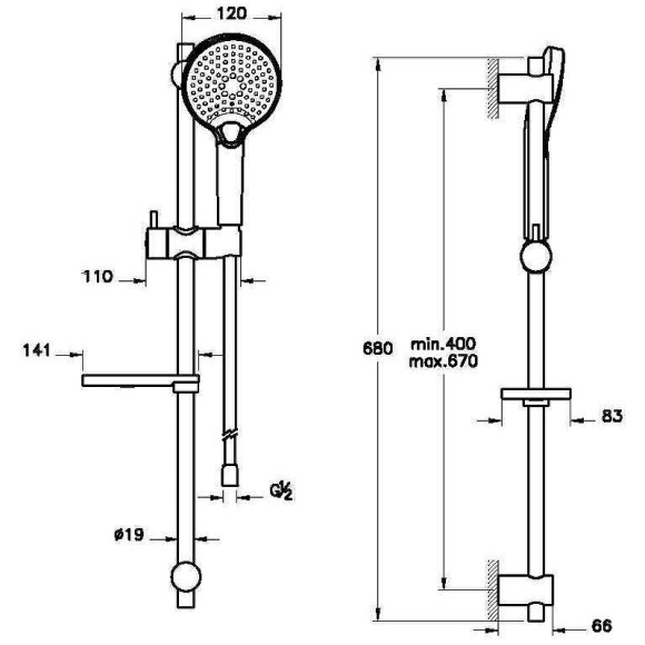 Душевой гарнитур Vitra Bliss A4574336EXP Черный матовый