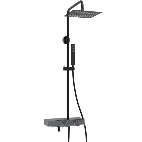 Душевая система WasserKRAFT A114.255.218.CB Thermo с термостатом Черная матовая