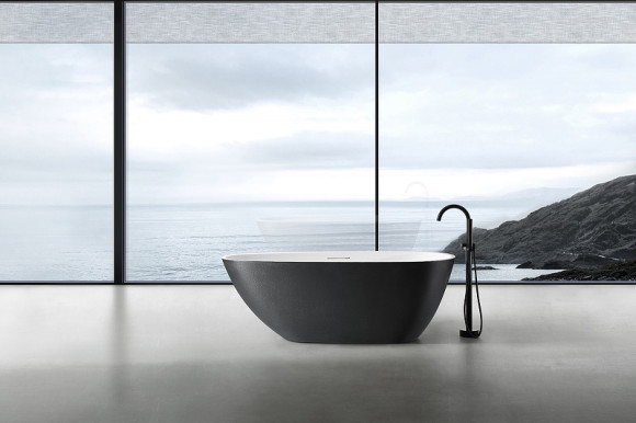 Ванна из искусственного камня Abber Dortmund 170x75 AM9911BW Черно-белая матовая без гидромассажа