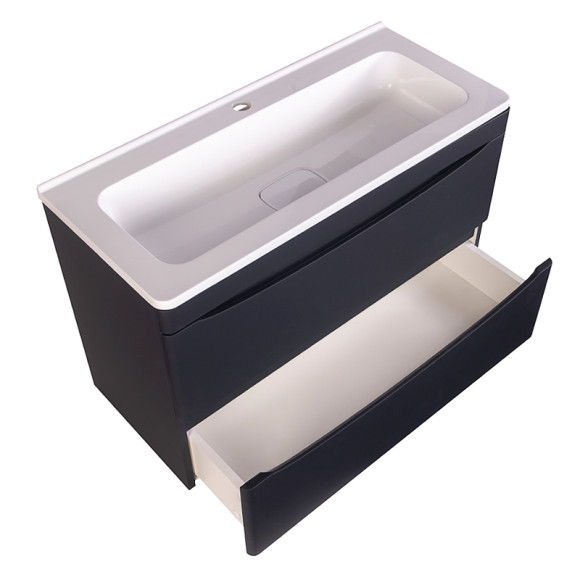 Тумба под раковину Style Line Бергамо 80 СС-00002324 подвесная Черная антискрейч Тумба под раковину Style Line Бергамо 80 СС-00002324 подвесная Черная антискрейч