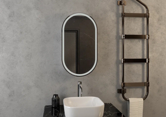 Зеркальный шкаф Континент Elmage black LED 45 МВК049 с подсветкой Черный