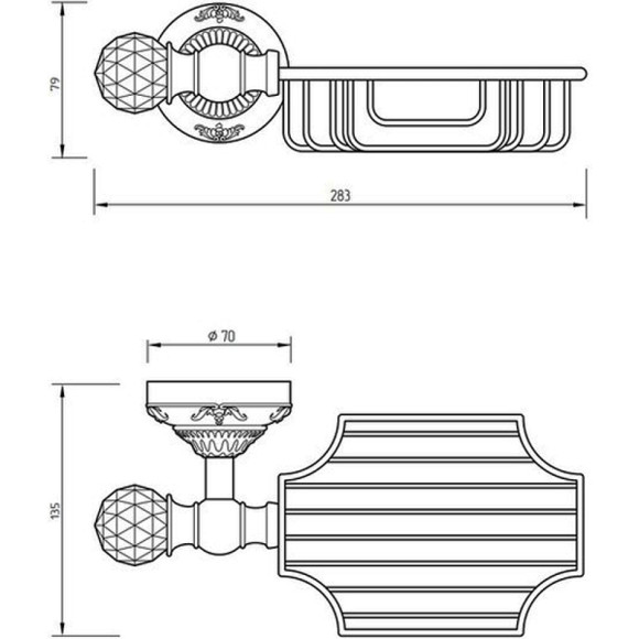 Полка корзина Migliore Cristalia 16845 Золото с кристаллом Swarovski