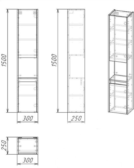 Шкаф пенал Grossman Тенза 30 303008 подвесной Веллингтон