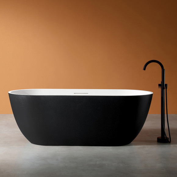 Ванна из искусственного камня Abber Frankfurt 170x75 AM9941BW Черно-белая матовая без гидромассажа