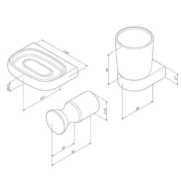 Набор аксессуаров для ванной AM.PM Sensation AK30B0103W Хром