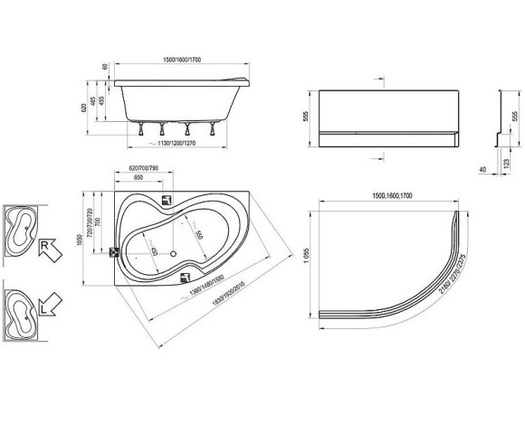 Акриловая ванна Ravak Rosa II 150x105 R CJ21000000 без гидромассажа Акриловая ванна Ravak Rosa II 150x105 R CJ21000000 без гидромассажа