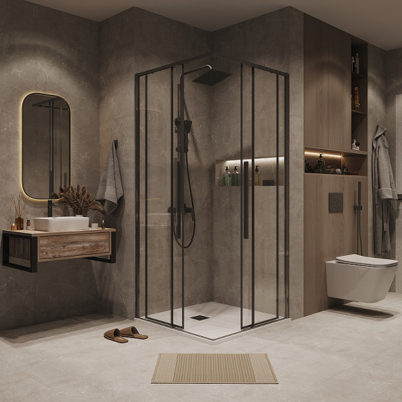 Душевой уголок Grossman Galaxy 80х80 300.K33.01.8080.42.00 профиль Графит сатин стекло прозрачное Душевой уголок Grossman Galaxy 80х80 300.K33.01.8080.42.00 профиль Графит сатин стекло прозрачное