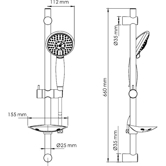 Душевой гарнитур WasserKRAFT A004 Хром Душевой гарнитур WasserKRAFT A004 Хром