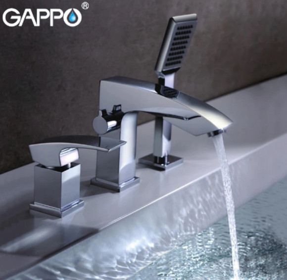 Смеситель на борт ванны Gappo G07 G1107 Хром