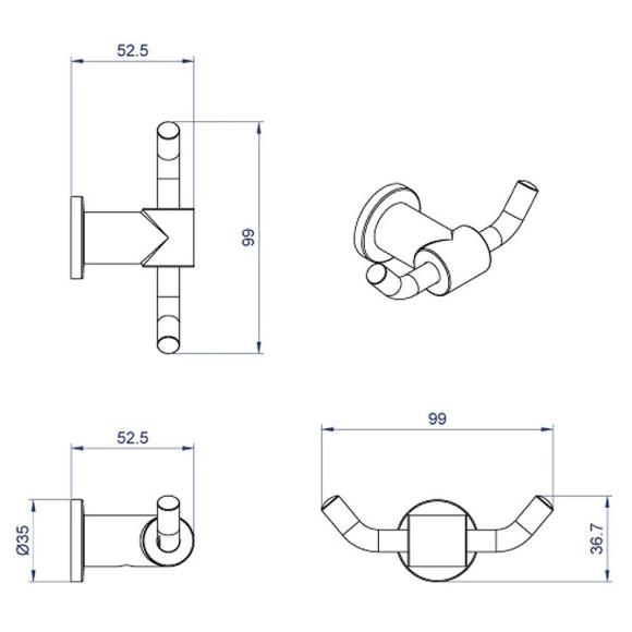 Двойной крючок Azario Forny AZ-88305 Хром Двойной крючок Azario Forny AZ-88305 Хром