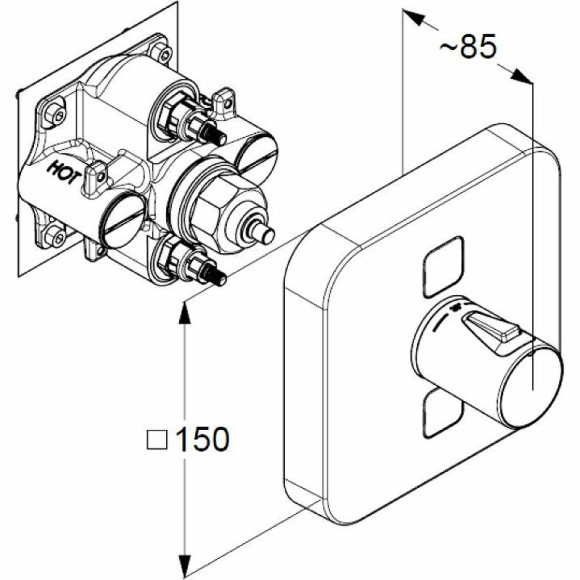 Смеситель для душа Kludi Push 389110538 с термостатом Хром Смеситель для душа Kludi Push 389110538 с термостатом Хром
