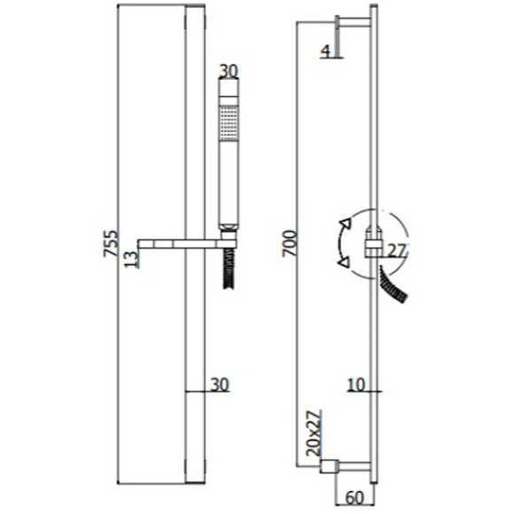 Душевой гарнитур Paffoni City ZSAL145NO Черный матовый