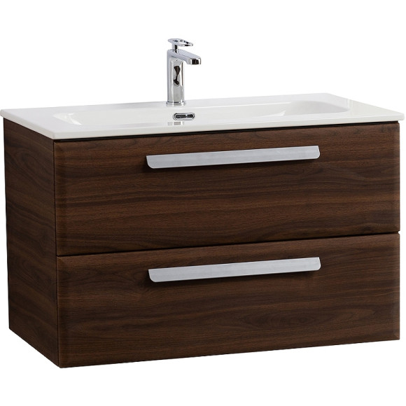 Тумба под раковину Cezares Eco-Cer-N 80 ECO-CER-N-800-2C-SO-NCS-P подвесная Орех шоколад Софт без ручек