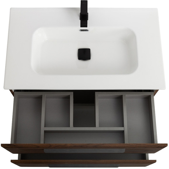 Тумба под раковину Cezares Eco-Cer-N 80 ECO-CER-N-800-2C-SO-NCS-P подвесная Орех шоколад Софт без ручек