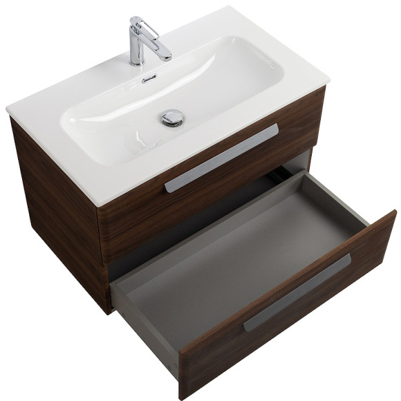 Тумба под раковину Cezares Eco-Cer-N 80 ECO-CER-N-800-2C-SO-NCS-P подвесная Орех шоколад Софт без ручек