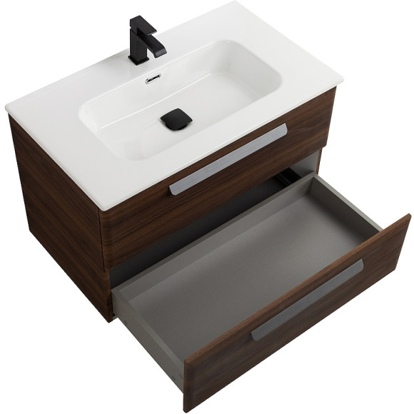 Тумба под раковину Cezares Eco-Cer-N 80 ECO-CER-N-800-2C-SO-NCS-P подвесная Орех шоколад Софт без ручек