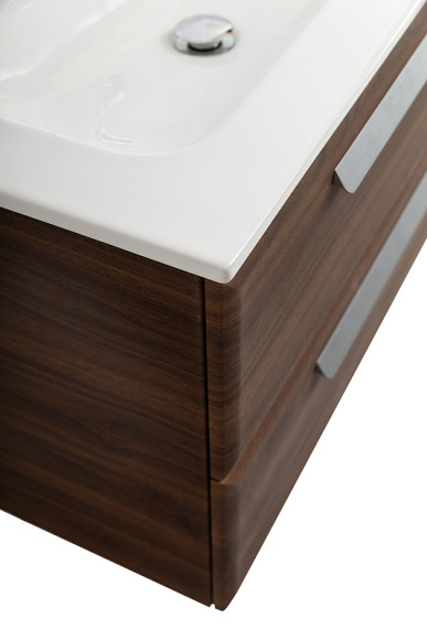 Тумба под раковину Cezares Eco-Cer-N 80 ECO-CER-N-800-2C-SO-NCS-P подвесная Орех шоколад Софт без ручек