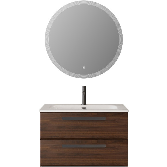 Тумба под раковину Cezares Eco-Cer-N 80 ECO-CER-N-800-2C-SO-NCS-P подвесная Орех шоколад Софт без ручек