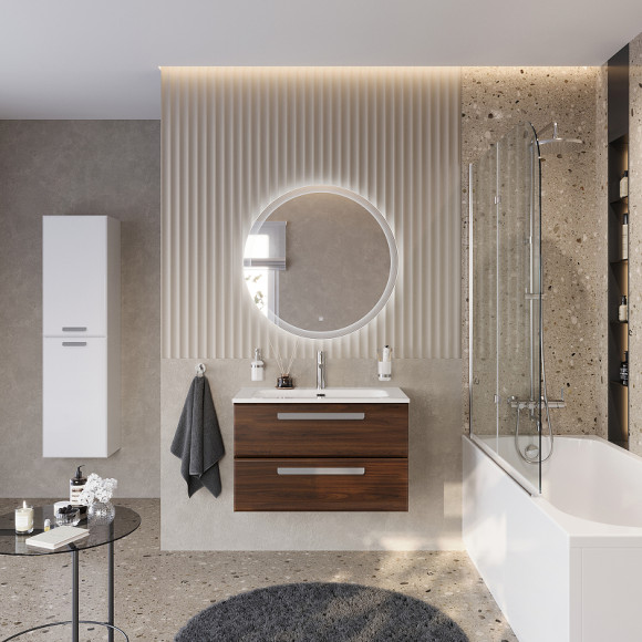 Тумба под раковину Cezares Eco-Cer-N 80 ECO-CER-N-800-2C-SO-NCS-P подвесная Орех шоколад Софт без ручек