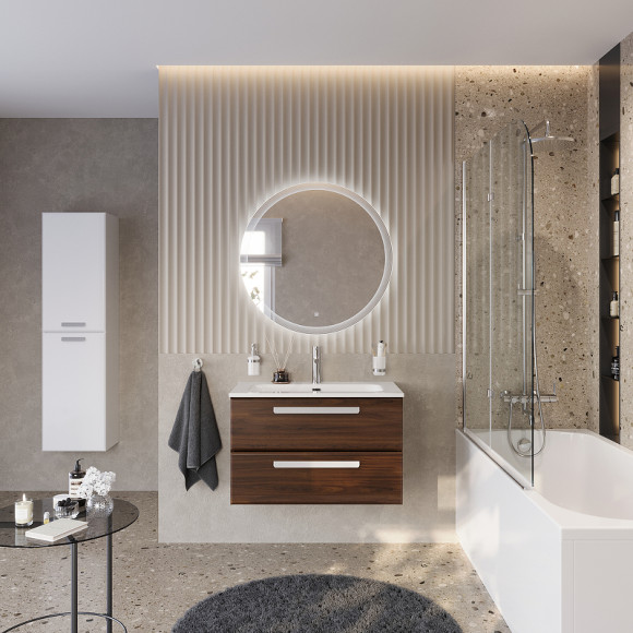 Тумба под раковину Cezares Eco-Cer-N 80 ECO-CER-N-800-2C-SO-NCS-P подвесная Орех шоколад Софт без ручек