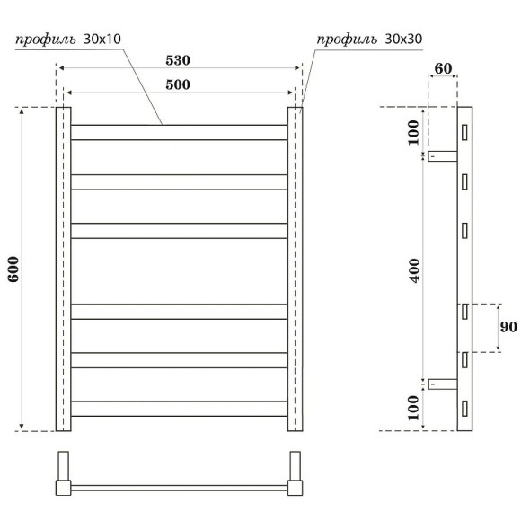 Электрический полотенцесушитель Point Меркурий PN83156BE П6 500x600 Черный Электрический полотенцесушитель Point Меркурий PN83156BE П6 500x600 Черный
