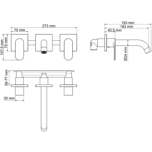 Смеситель для раковины WasserKRAFT Elbе 7445 Черный матовый