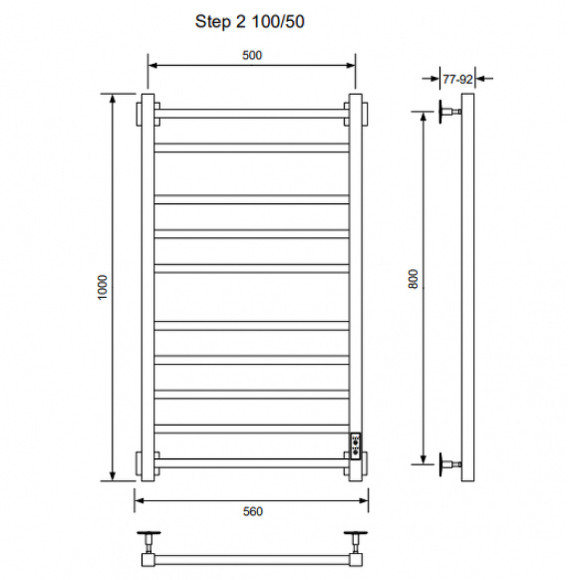 Электрический полотенцесушитель Ника Step-2 100/50 U Хром Электрический полотенцесушитель Ника Step-2 100/50 U Хром