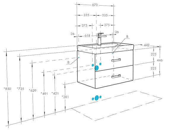 Тумба под раковину Aquaton Америна 67 1A137601AM010 подвесная Белая глянцевая