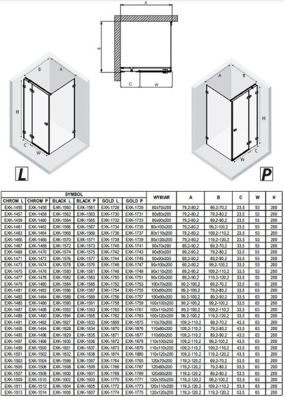 Душевой уголок New Trendy Avexa Black 100x80 L EXK-1586 профиль Черный стекло прозрачное Душевой уголок New Trendy Avexa Black 100x80 L EXK-1586 профиль Черный стекло прозрачное