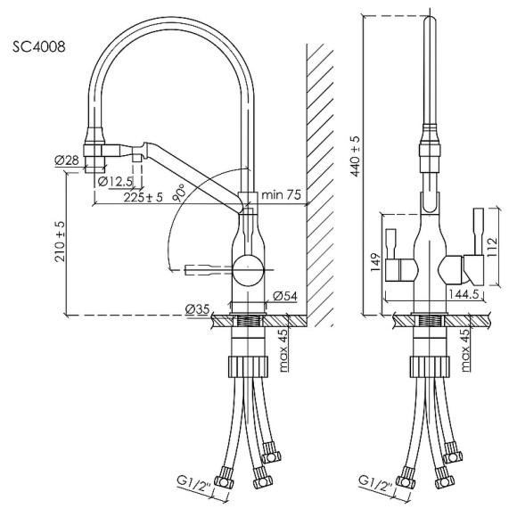 Смеситель для кухни Sancos Orta SC4008CH Хром Черный Смеситель для кухни Sancos Orta SC4008CH Хром Черный