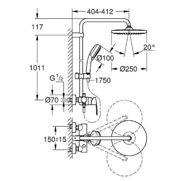 Душевая система Grohe Tempesta Cosmopolitan System 26673000 Хром