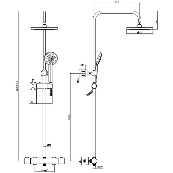 Душевая система Paffoni Birillo ZCOL643CR с термостатом Хром