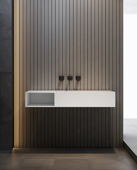 Раковина Abber Stein 100 L AS2640-1.0 L Белая матовая Раковина Abber Stein 100 L AS2640-1.0 L Белая матовая