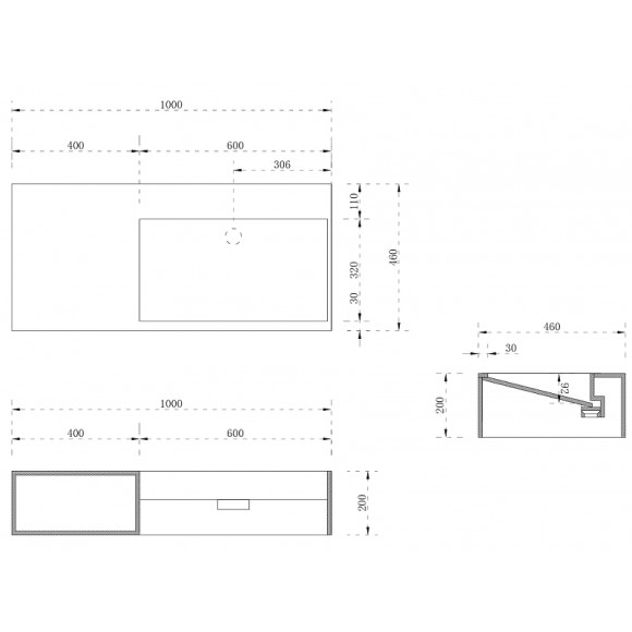 Раковина Abber Stein 100 L AS2640-1.0 L Белая матовая Раковина Abber Stein 100 L AS2640-1.0 L Белая матовая