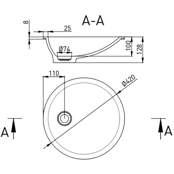 Раковина Salini Marea 42 08 1802208M Белая матовая