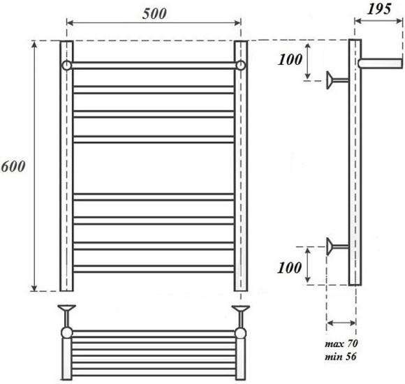 Электрический полотенцесушитель Point Аврора Премиум PN10156SPE П7 500x600 с полкой левый/правый Хром Электрический полотенцесушитель Point Аврора Премиум PN10156SPE П7 500x600 с полкой левый/правый Хром
