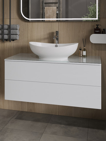 Тумба под раковину Orange Otto Ot-100TuGLASS подвесная Белый глянцевый