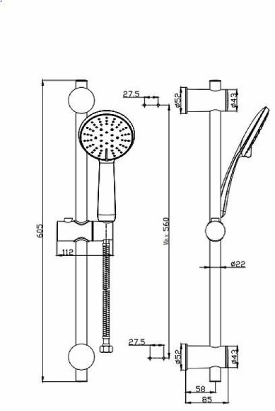 Душевой гарнитур ESKO SCS855Black Черный матовый Душевой гарнитур ESKO SCS855Black Черный матовый