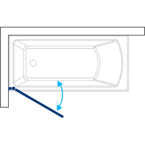 Шторка на ванну Koller Pool Waterfall Line 75 L QP93 профиль Хром стекло прозрачное